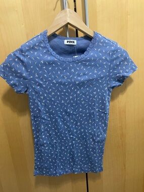 Victoria Secret pink blue floral cotton t shirt small New